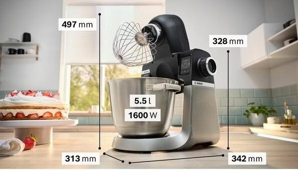 Serie 6 Küchenmaschine mit Waage 1600 W Schwarz, Edelstahl gebürstet