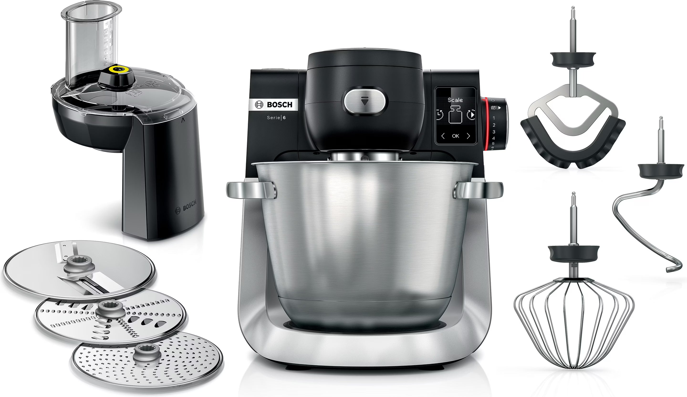 Serie 6 Küchenmaschine mit Waage 1600 W Schwarz, Edelstahl gebürstet