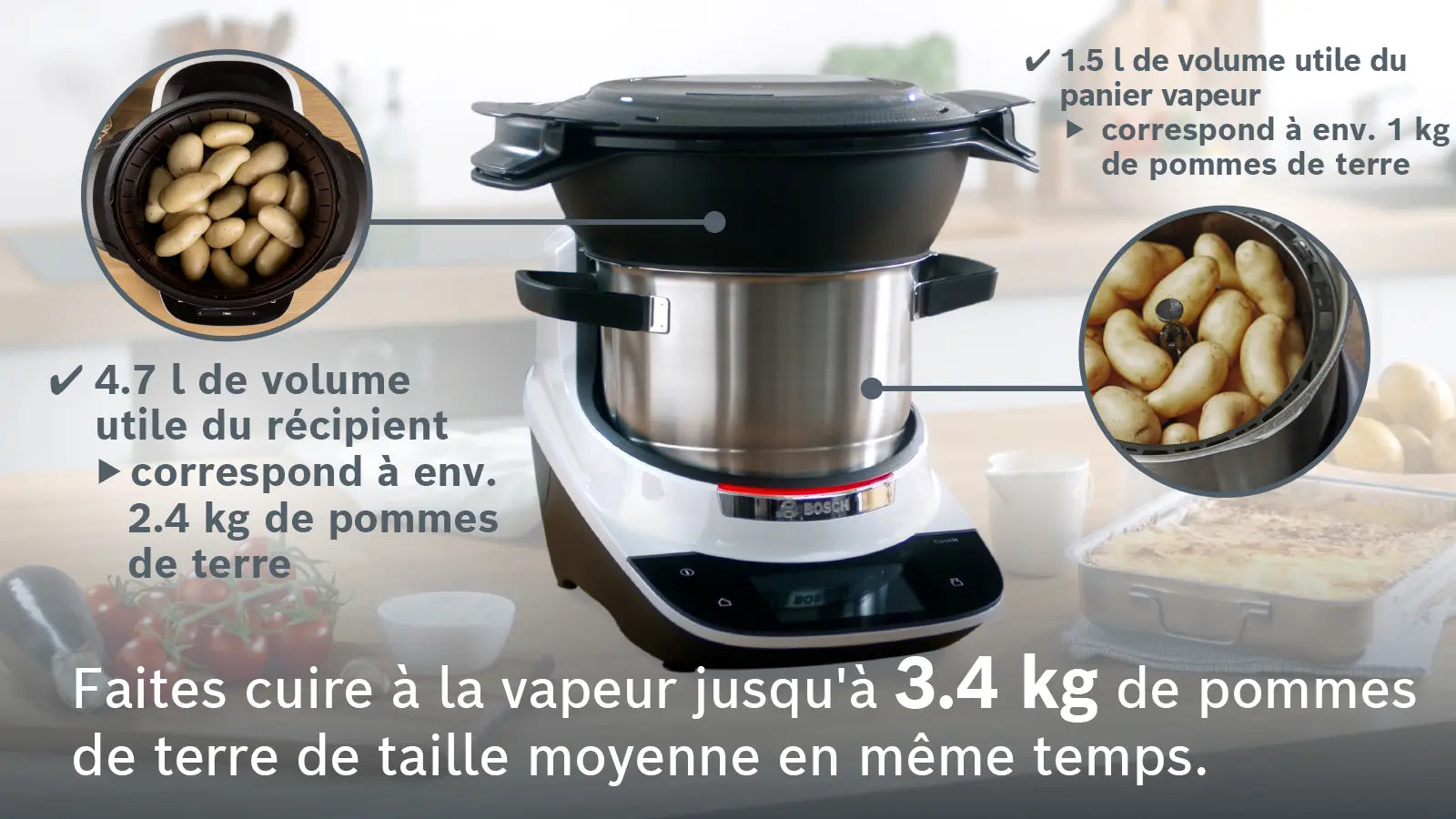 Bosch Cookit MCC9555 Küchenmaschine mit Kochfunktion, großer Mixtopf, inkl. Zubehör