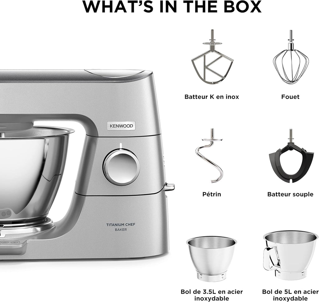 Kenwood Chef Baker KVC85.004SI Küchenmaschine, 1200 W, 5 L, integrierte Waage und Timer, 4,7/5 Sterne