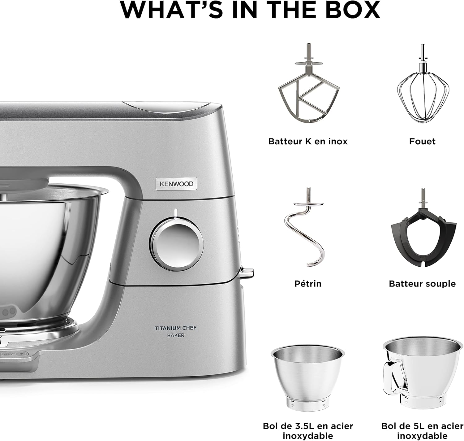 Kenwood Chef Baker KVC85.004SI Küchenmaschine, 1200 W, 5 L, integrierte Waage und Timer, 4,7/5 Sterne