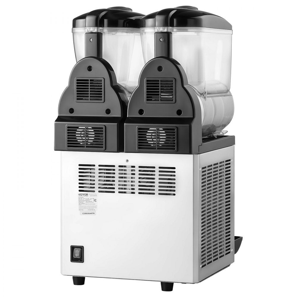 VEVOR kommerzieller Frozen Drink Maker, 15 L x 2 Slush-Maschine mit zwei Tanks, 120 Tassen Margarita-Smoothie-Maschine aus Edelstahl, Slush-Maker für Zuhause Partys Restaurants Cafés Bars