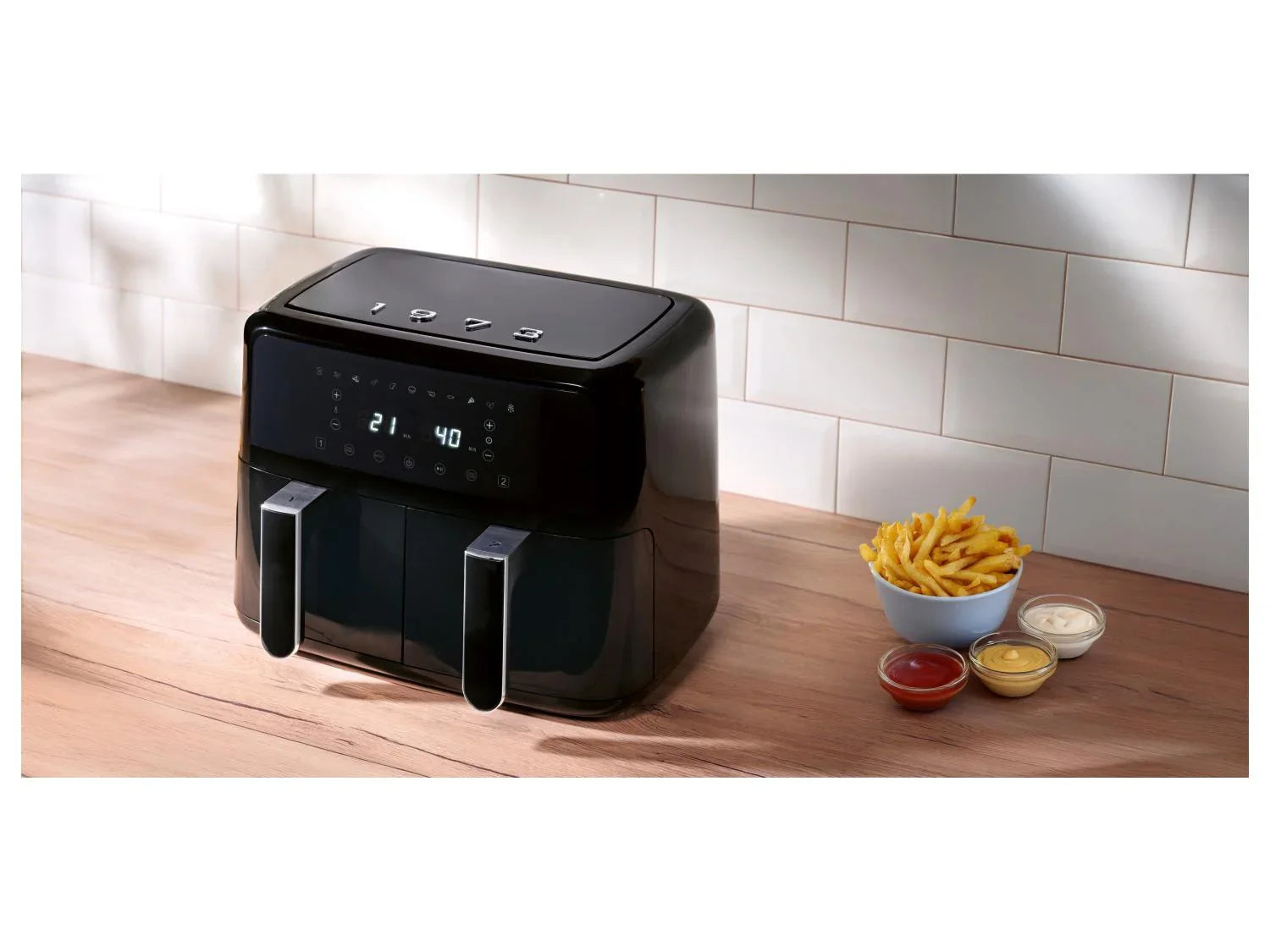Silvercrest Doppelzonen-Heißluftfritteuse SHLFD 2600 B1 – 2x 4,35 L, 2600 W